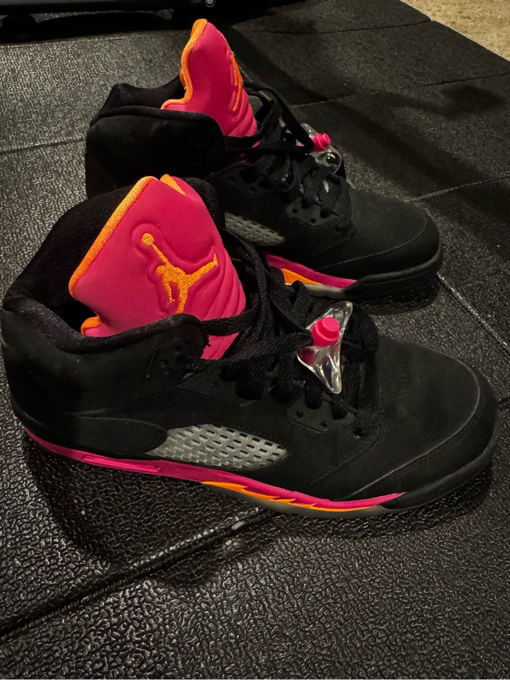Jordan Black Sneakers with Pink and Orange Accents